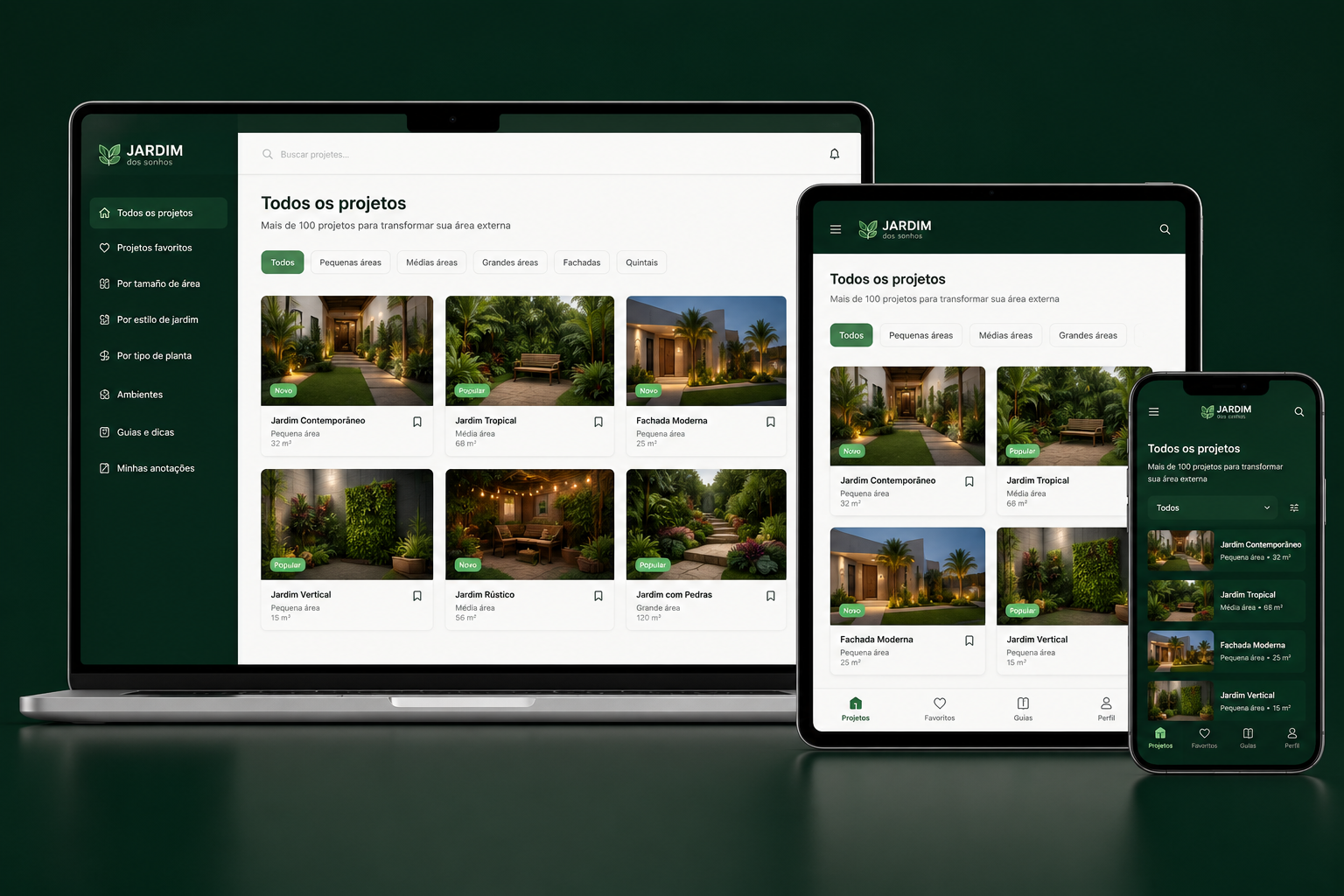 Biblioteca Jardim dos Sonhos em notebook, tablet e celular